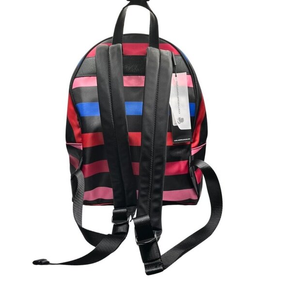 NWT KARL LAGERFELD PARIS WOMEN'S AMOUR COLORFUL STRIPED GRAPHIC BACKPACK - OS - Picture 2 of 13